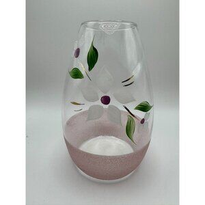 Vintage Bartlett Collins Frosted Sugared Glass White Flowers Gay Fad Vase